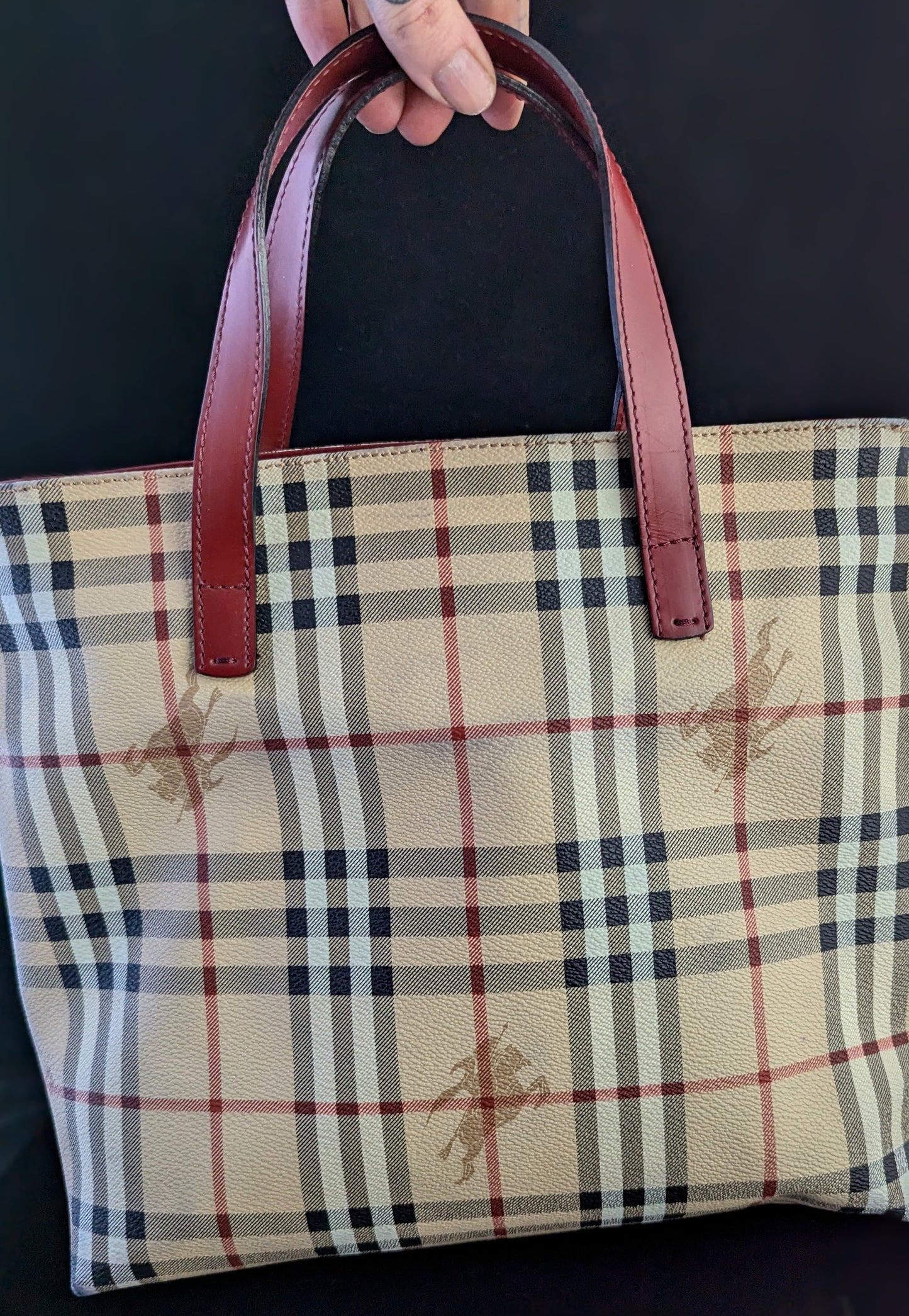 Vintage Burberry Haymarket check tote bag