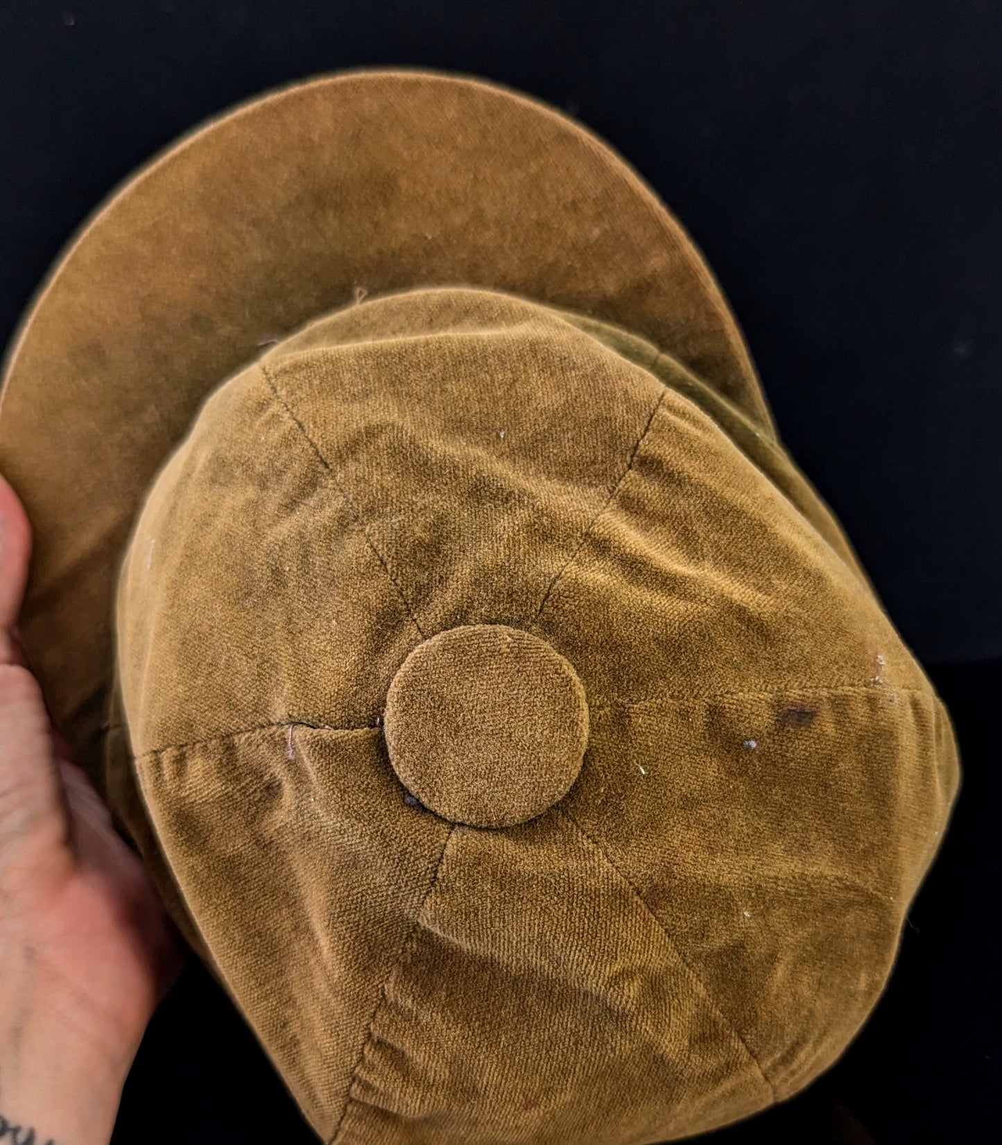 Antique velvet jockeys cap, sporting hat (Copy)