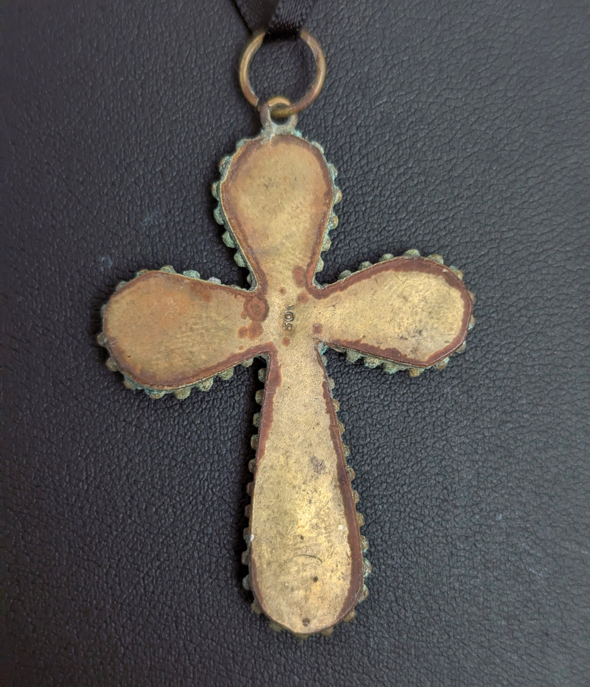 Antique Micro mosaic crucifix pendant, Italian Cross, Roma
