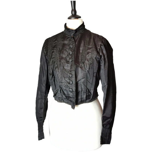Victorian black satin bodice, blouse