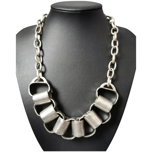 Vintage 1970s brutalist Steel statement necklace