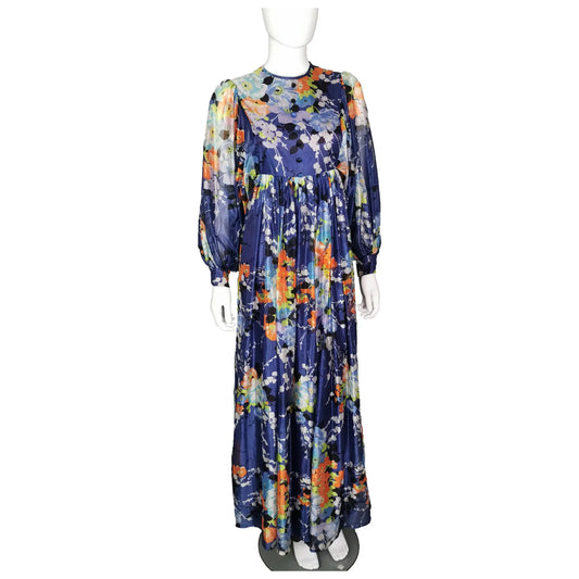 Vintage 1970s blue floral maxi dress, Boho