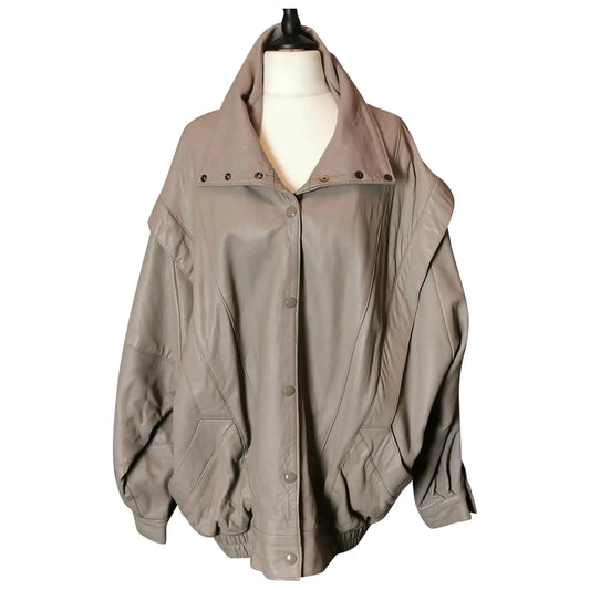 Vintage 1980s batwing leather jacket, Taupe
