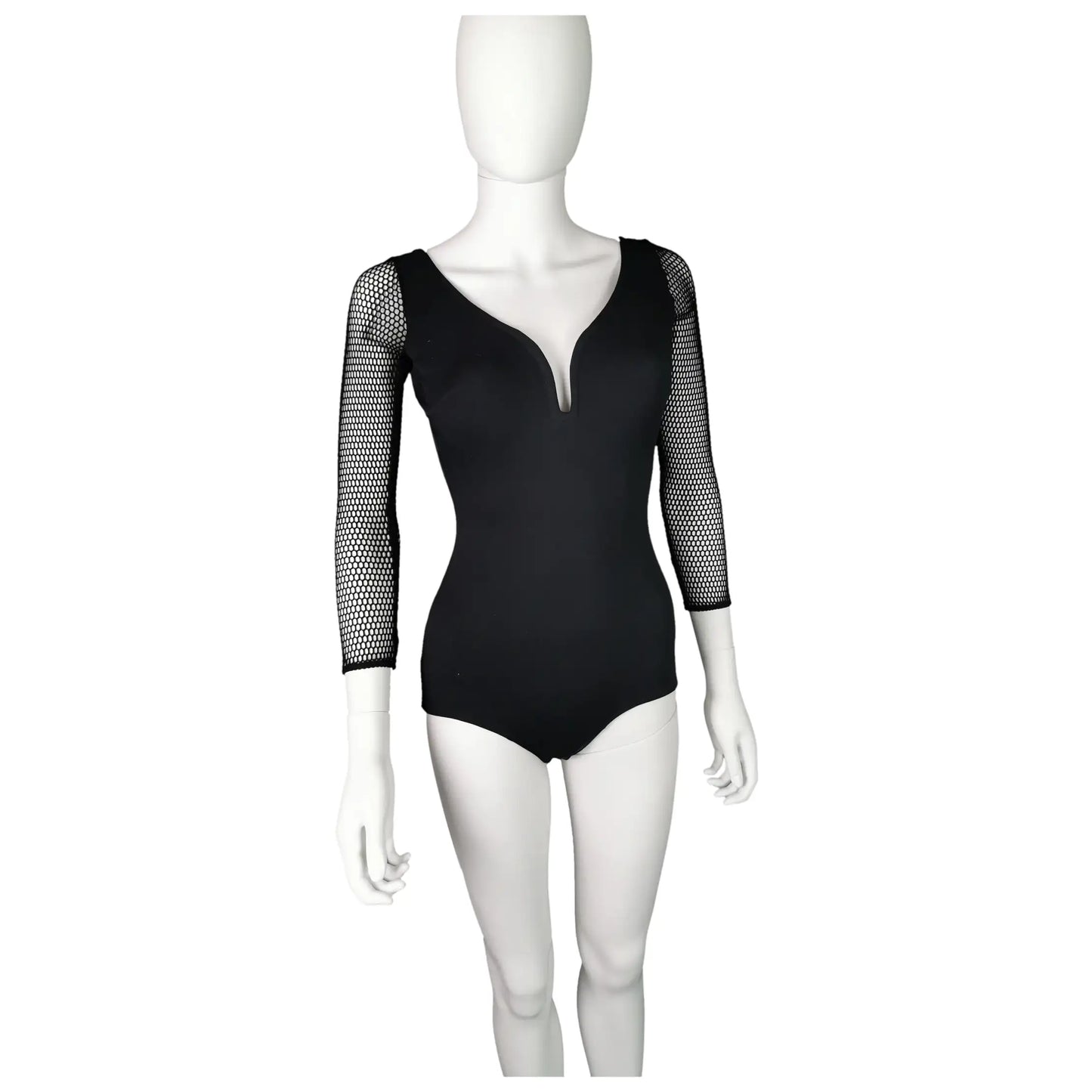 Vintage 1980s fishnet sleeve swimsuit