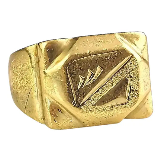 Vintage 18ct gold plated signet ring, heavy and chunky