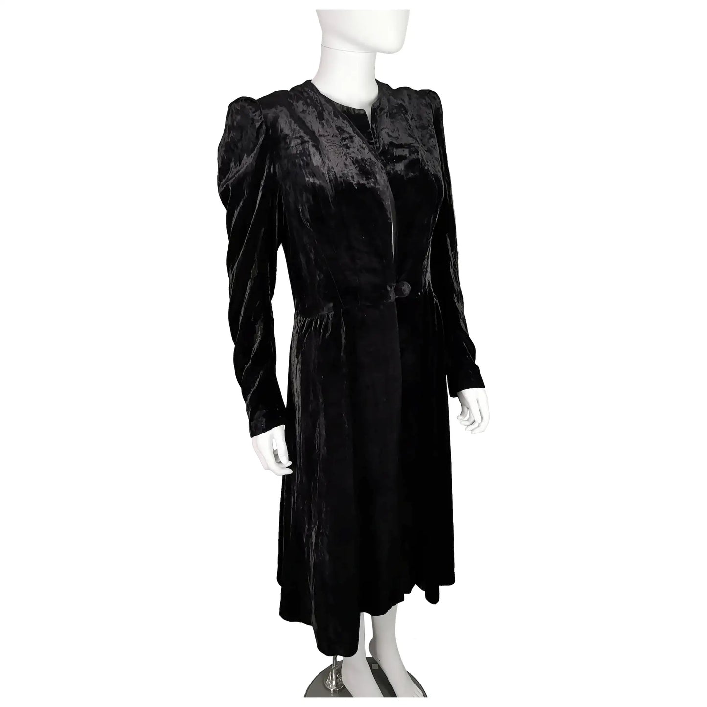 Vintage Art Deco black velvet opera coat, jacket