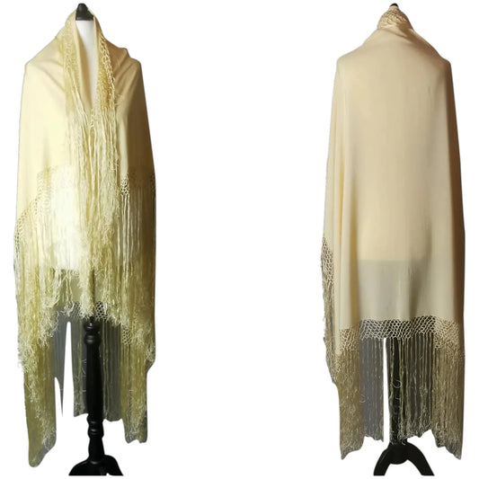 Vintage Art Deco yellow silk shawl