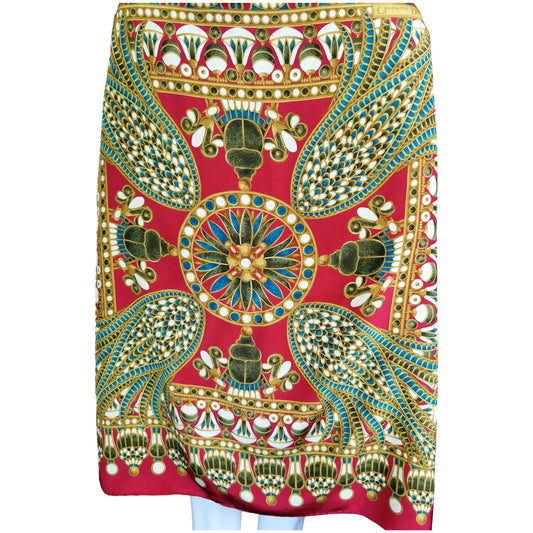 Vintage Christian Dior silk scarf, Egyptian revival, Scarab beetle