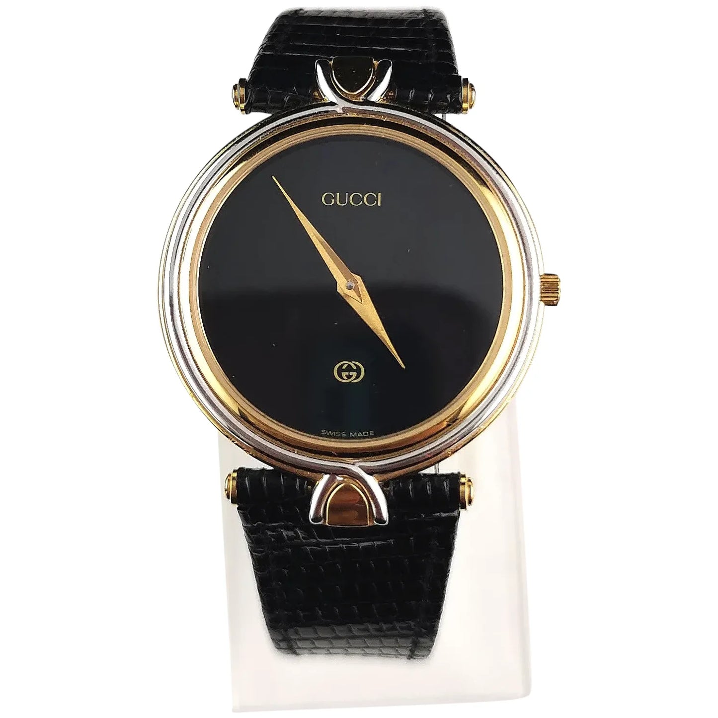 Gucci 4500m wristwatch, gold plated, Leather strap
