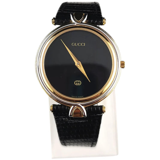 Gucci 4500m wristwatch, gold plated, Leather strap