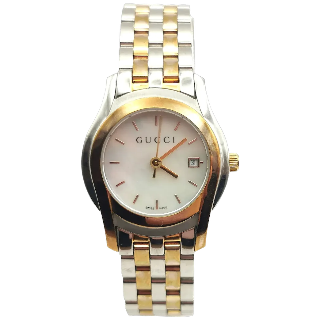 Gucci 5500L Ladies wristwatch, Stainless steel and gold plated