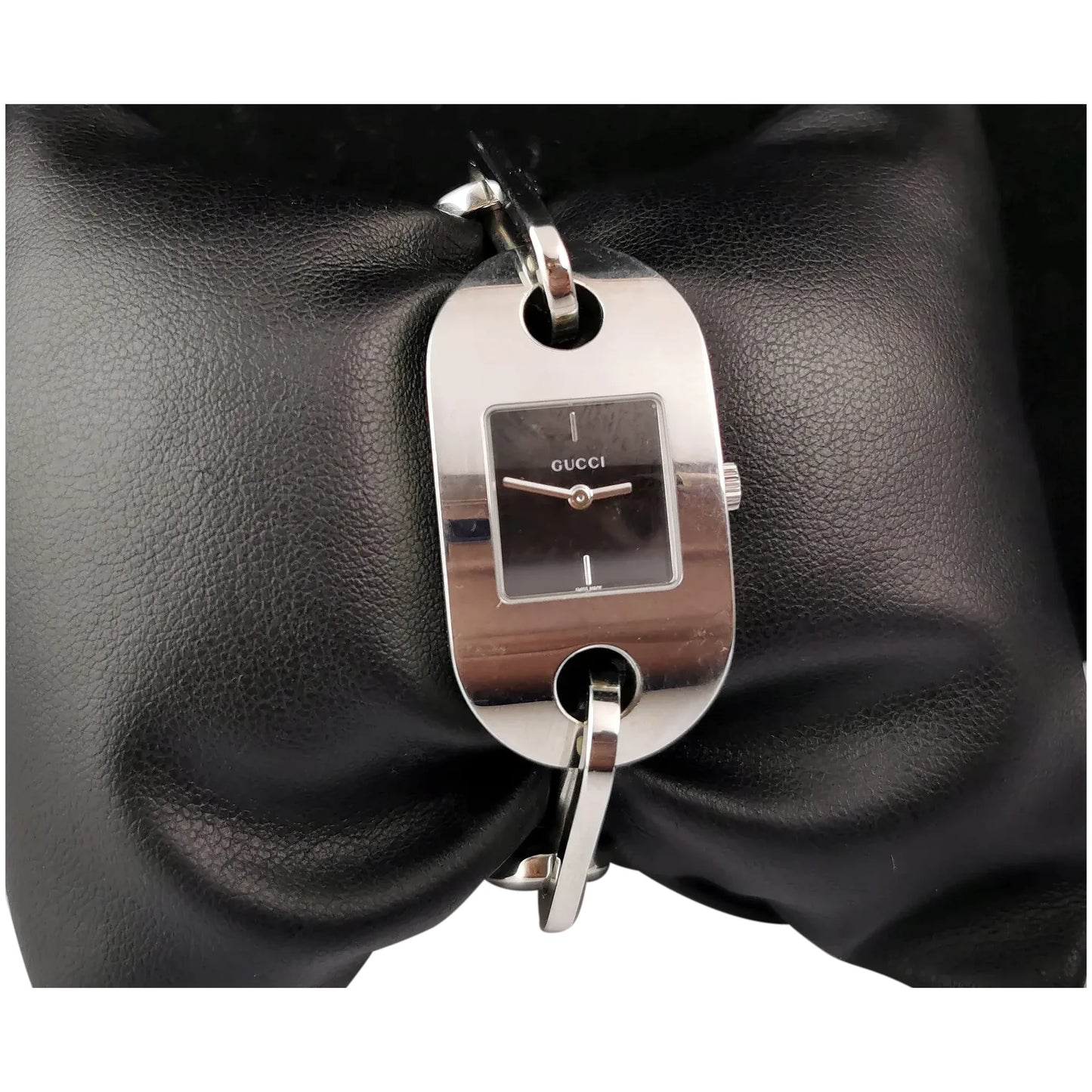 Vintage Gucci 6155l steel wristwatch, chunky bracelet strap
