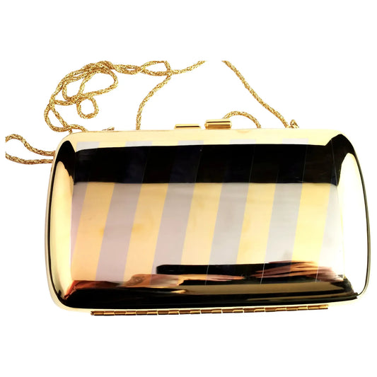 Vintage Hard Case metal handbag, Pierre Cardin, Silver and Gold tone, c1970s