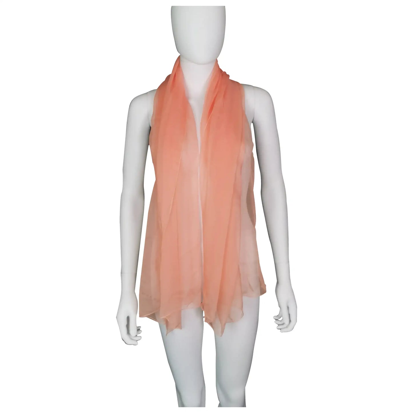 Vintage Jaeger peach silk chiffon scarf, long length