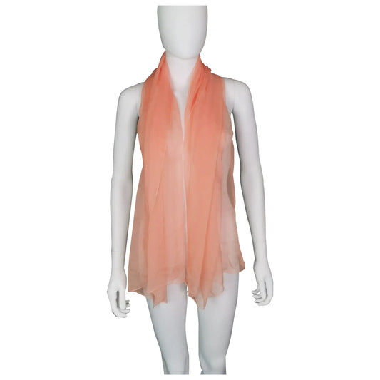 Vintage Jaeger peach silk chiffon scarf, long length