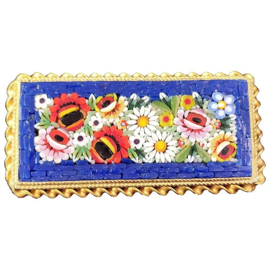 Vintage Micro Mosaic brooch, floral, Italian