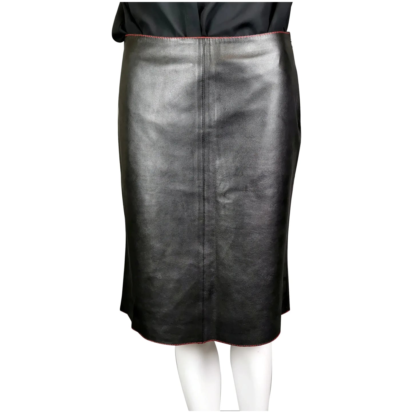 Miu Miu contrast leather midi skirt