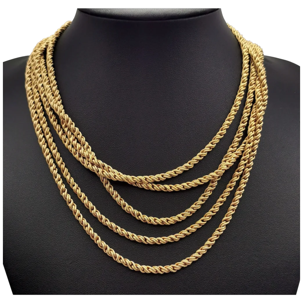 Vintage Trifari multi chain necklace, gold tone