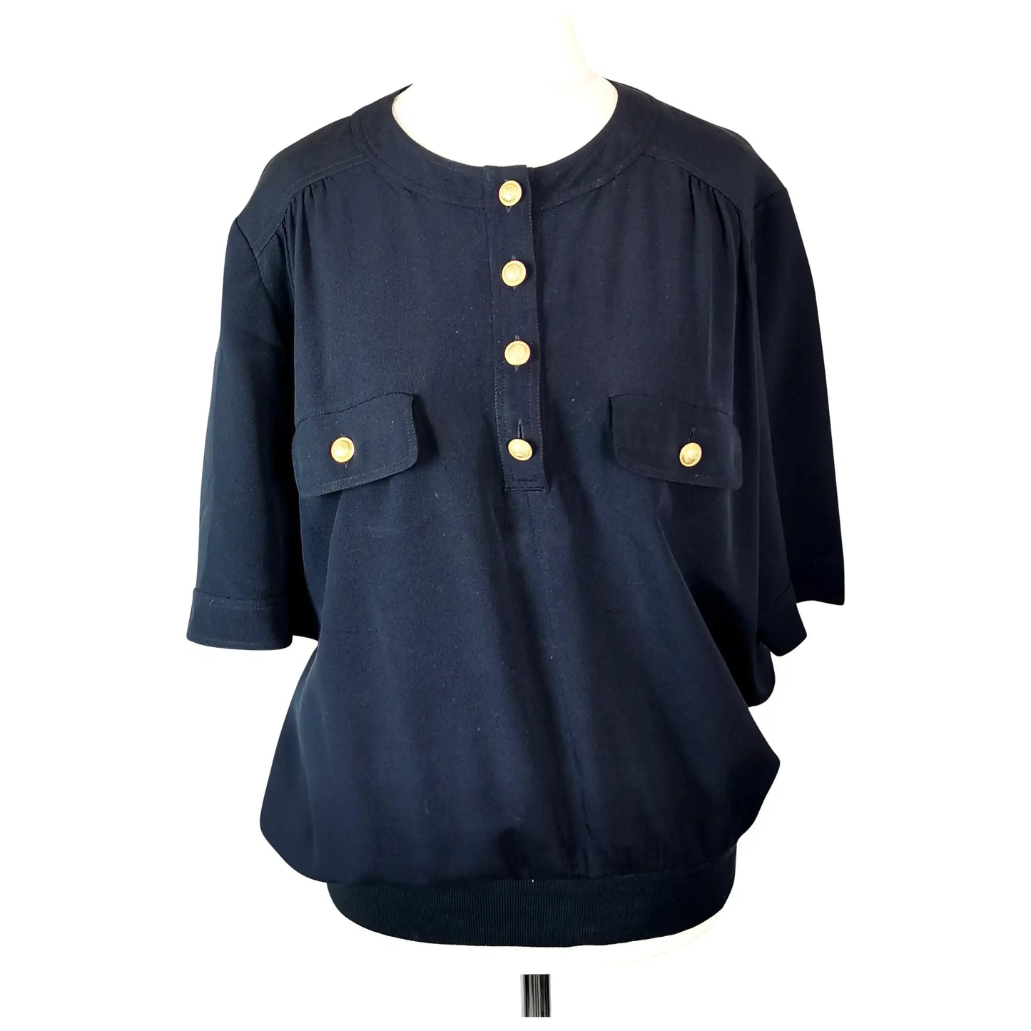 Vintage Valentino Navy silk pullover blouse, Miss V