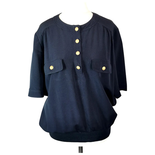 Vintage Valentino Navy silk pullover blouse, Miss V