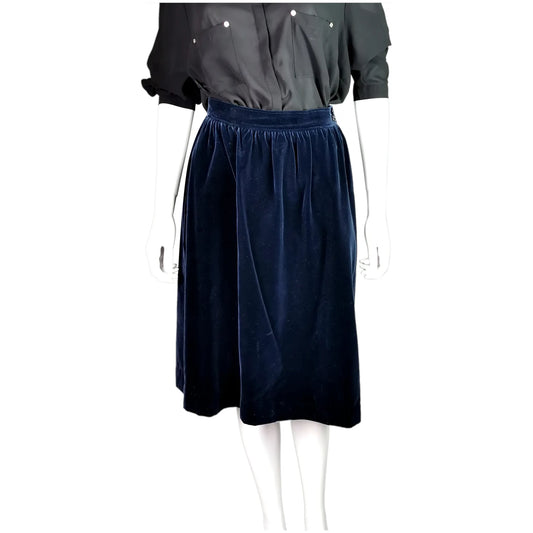 Vintage YSL Rive Gauche navy blue velvet skirt