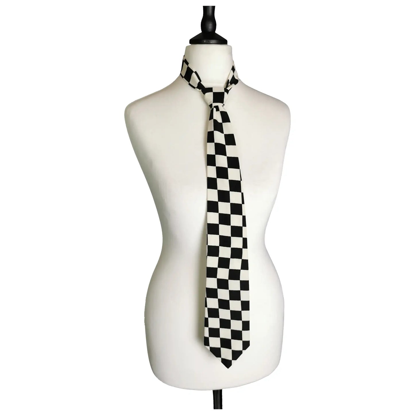 Vintage Chequer board neck tie, monochrome