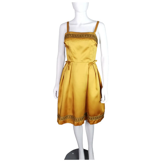 Vintage Copper satin cocktail dress, c1960s Kitty Copeland