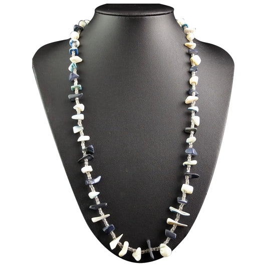 Vintage sea glass necklace, blue tones