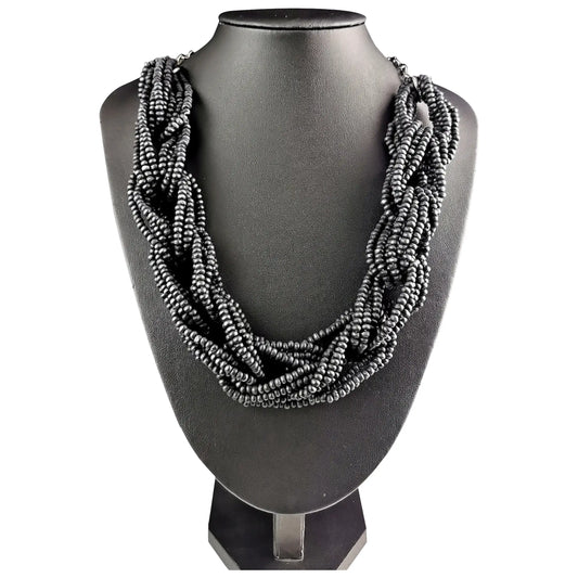 Vintage beaded twist statement necklace, Boho