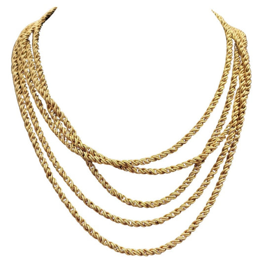 Vintage Trifari multi chain necklace, gold tone