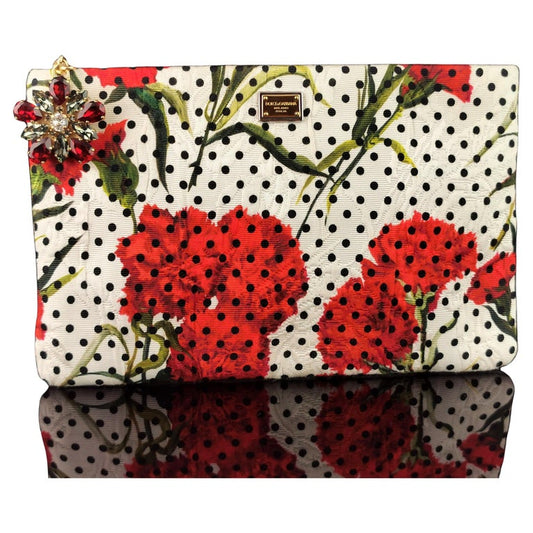 Dolce and Gabbana floral clutch purse, Carnation and Polka dot