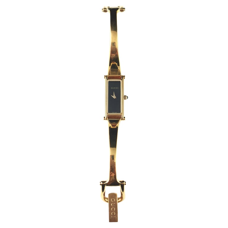 Vintage Gucci 1500l gold plated ladies wristwatch, Horsebit bangle strap