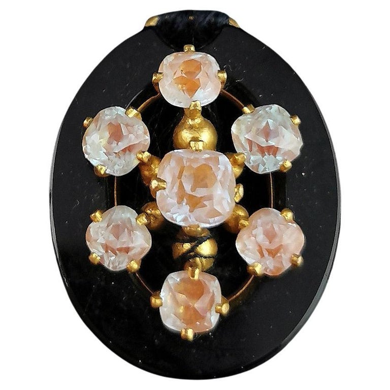 Antique Saphiret flower choker necklace, Black velvet