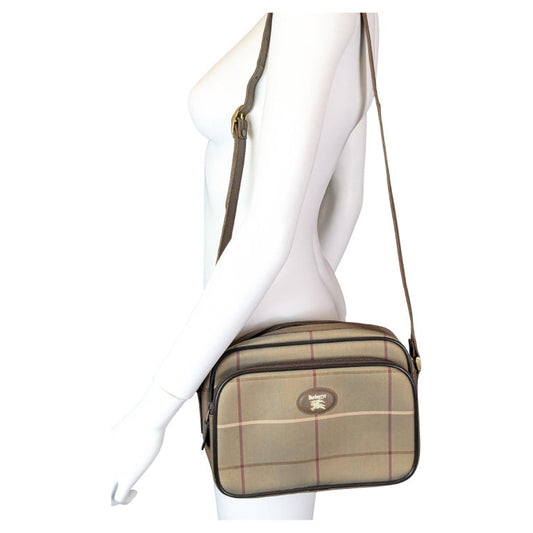 Vintage Burberry check shoulder bag, brown leather