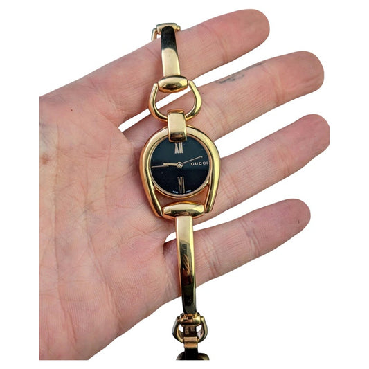 Gucci ladies Rose gold plated horsebit wristwatch, watch