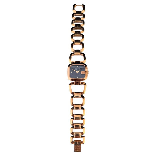 Gucci G ladies rose gold plated wristwatch, Diamond set