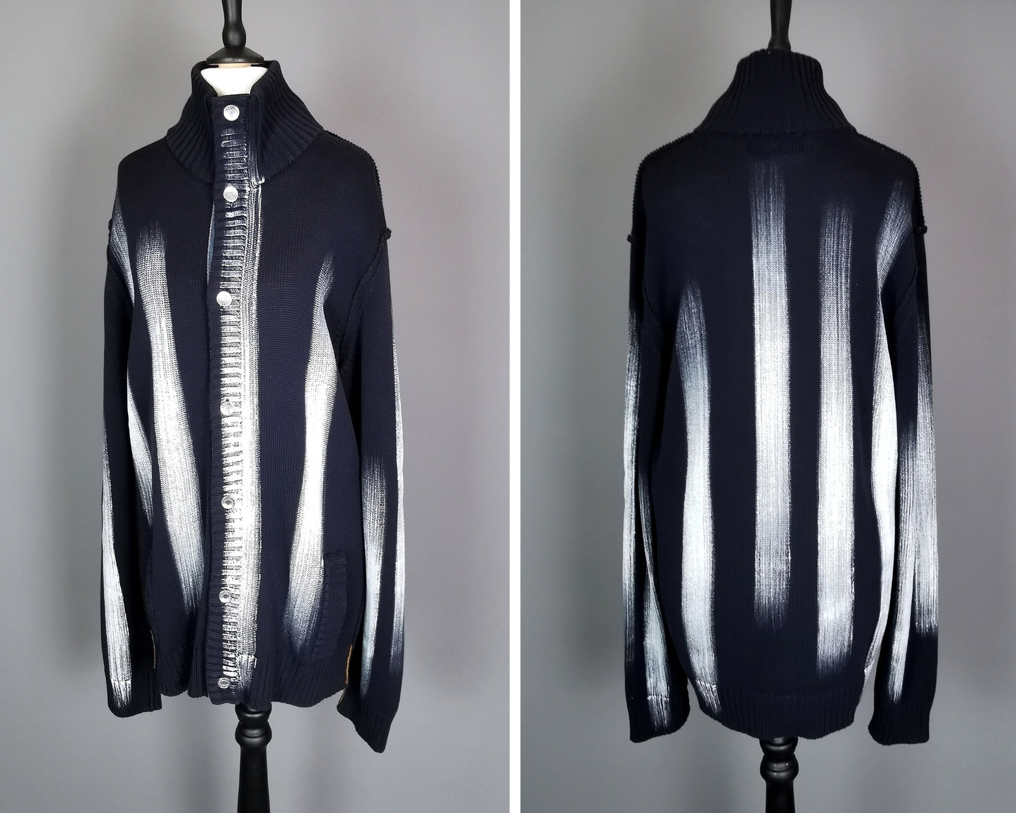 Vintage Mens Dolce and Gabbana paint stripe cardigan