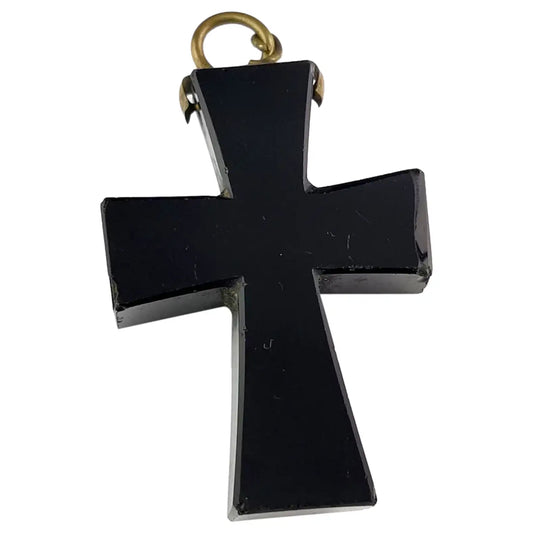 Antique Victorian Whitby Jet Cross pendant