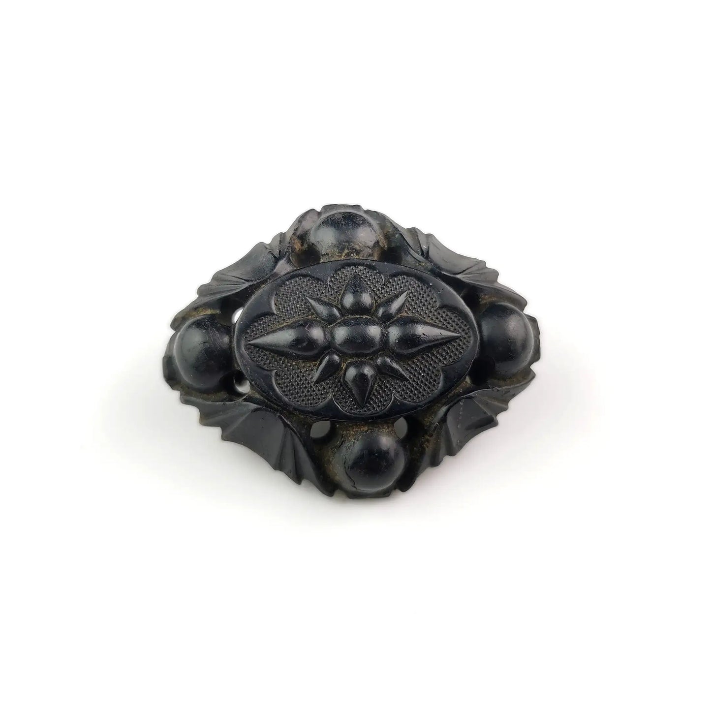 Antique Victorian Whitby Jet brooch