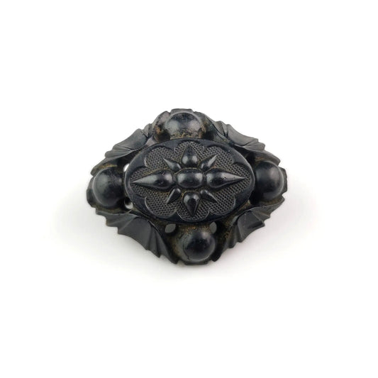 Antique Victorian Whitby Jet brooch