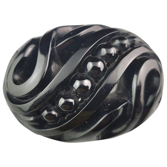 Antique Victorian Whitby Jet oval brooch, large