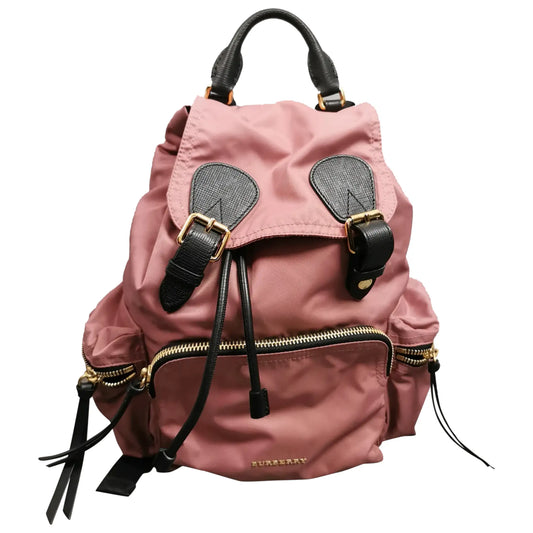 Burberry The Rucksack, pink nylon backpack, Gold tone hardware
