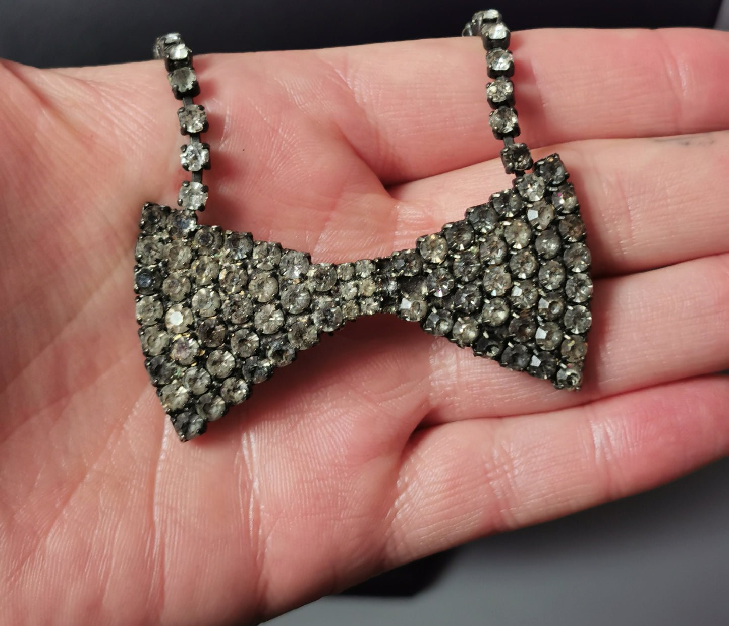 Vintage Art Deco paste bow choker necklace, 1920s