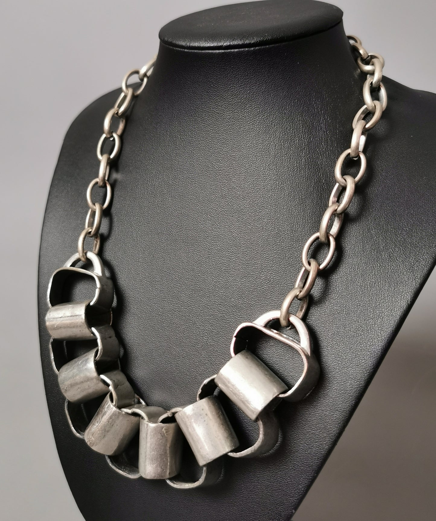 Vintage 1970s brutalist Steel statement necklace