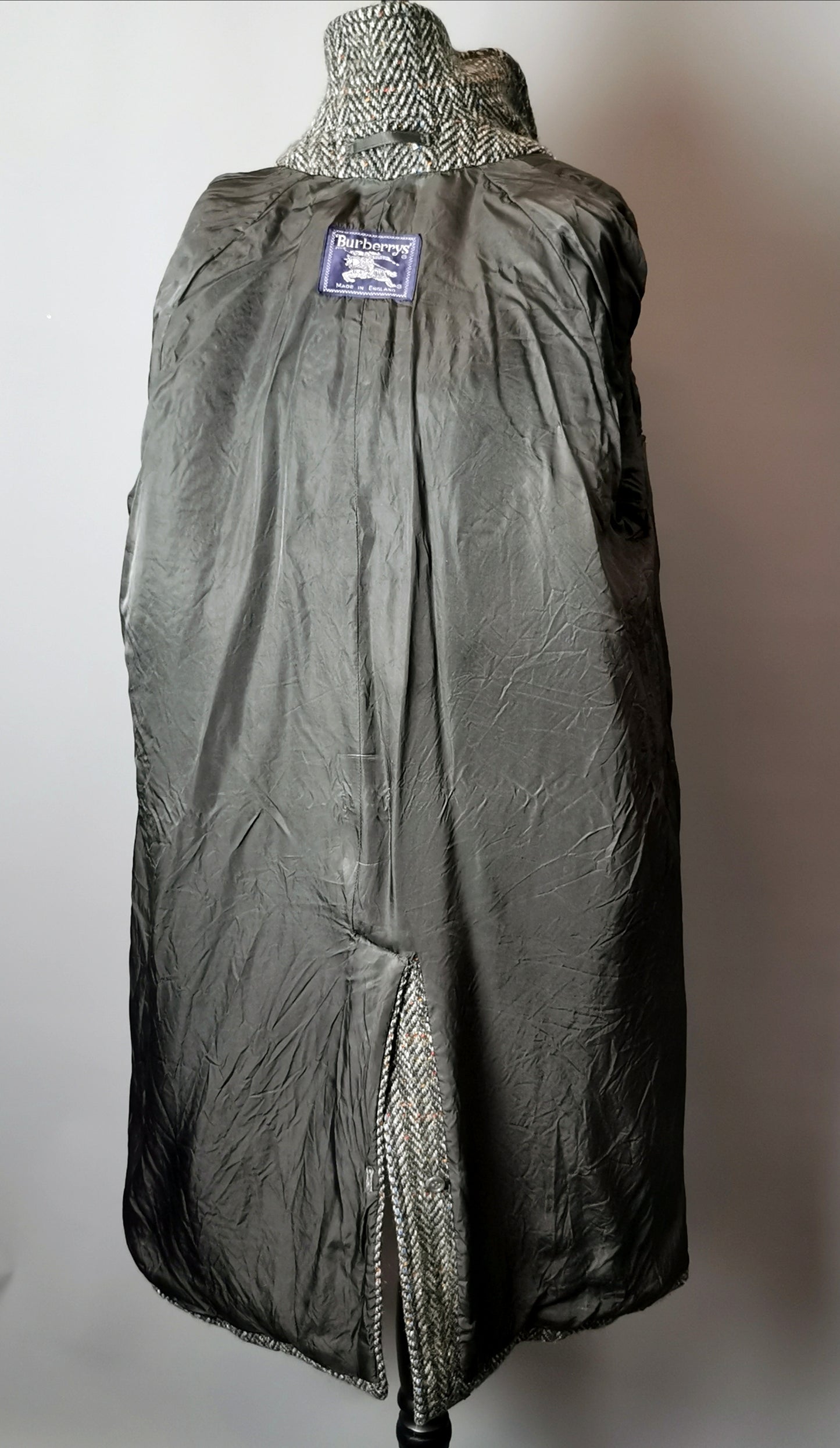 Vintage mens Burberry Irish Tweed overcoat