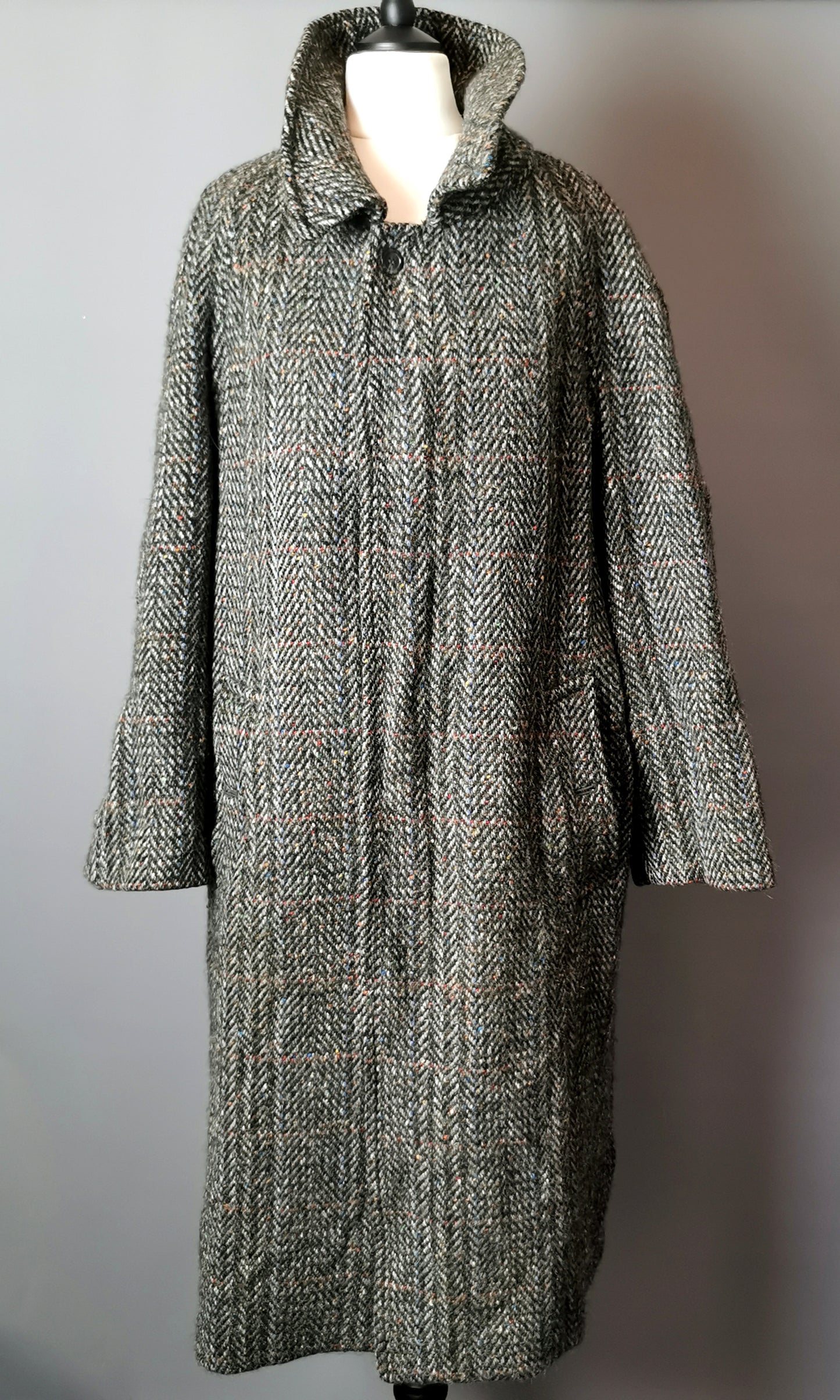 Vintage mens Burberry Irish Tweed overcoat