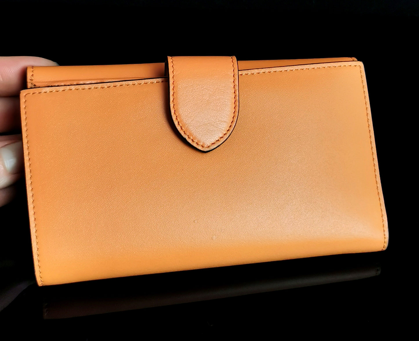 Fendi coral leather clutch purse, bi fold wallet, boxed