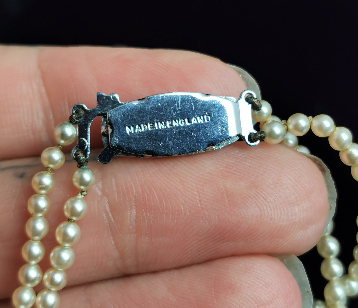 Vintage faux pearl necklace, double row, c1940s