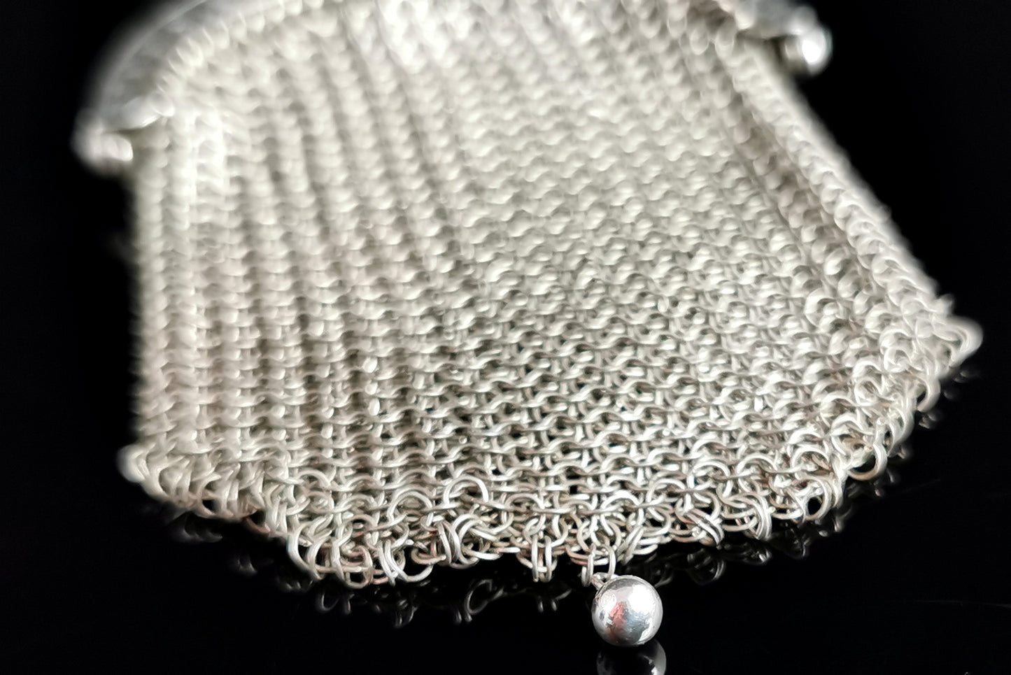 Antique silver chatelaine purse, coin purse