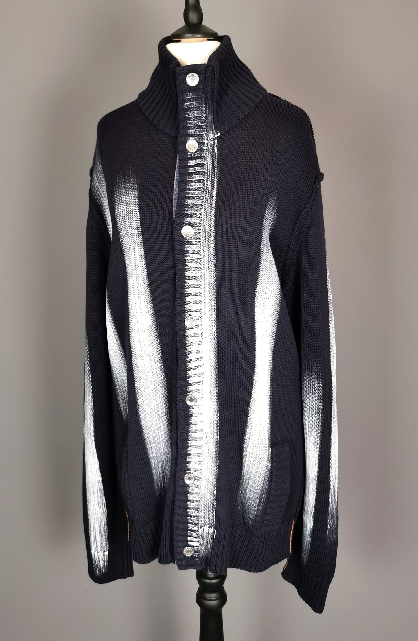 Vintage Mens Dolce and Gabbana paint stripe cardigan